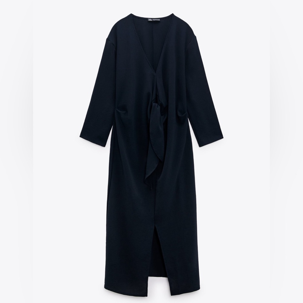 ZARA KNOTTED FLUID DRESS IN BLACK